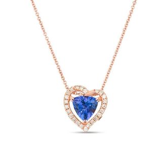 Le Vian Ladies Blueberry Tanzantine Heart Collection Necklaces set in 14K Strawberry Gold