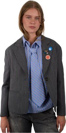 Dixie Jassen, Dames, Grijs, XS, Katoen, Visgraat Blazer