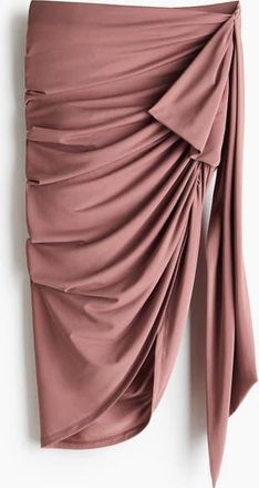 H&M Draped Tie-detail Skirt in Dusty Pink at Nordstrom, Size X-Small