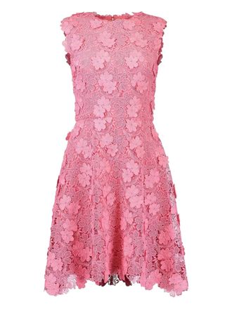 Monique Lhuillier floral-lace dress - women - Polyester - 12 - Pink