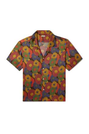 Bode Fruit Pit Camp-Collar Printed Silk-Seersucker Shirt