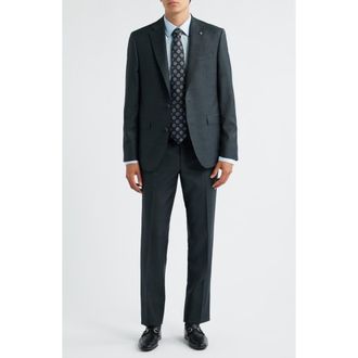 Jack Victor Esprit Dark Olive M&eacute;lange Wool Suit at Nordstrom Rack, Size 44