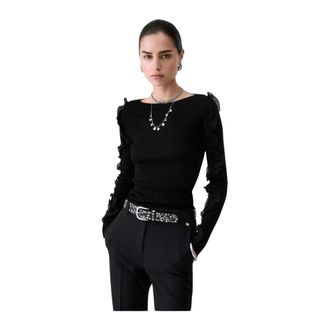 Liu Jo Truien & Vesten, Dames, Zwart, M, Wol, Maglia Chiusa M/L Rouches Tess