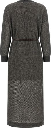 Brunello Cucinelli Womens Gray Wool Midi Dress