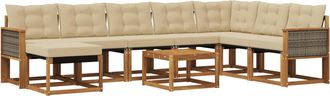vidaXL Conjunto De Sof&aacute;s De Exterior 9 Uds. Natural Y Beige Vidaxl
