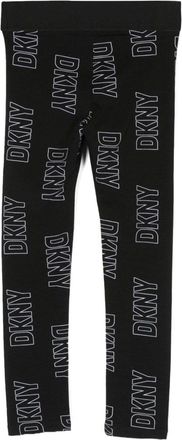 DKNY Logo-Embroidered Cotton Leggings - Black