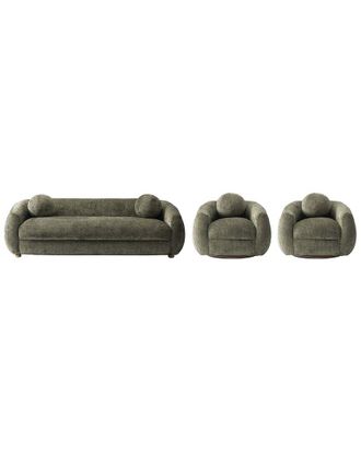 Manhattan Comfort 3Pc Modern Tribeca Chenille 85.8In Sofa & 2 Accent Chairs