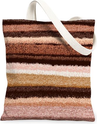 Generic Striped Canvas Tote Bags, Bohemian Pattern Reusable Grocery Bags, Fall Vintage Lightweight Washable Shoulder Strap Canvas F, Brown, 13x15 Inch