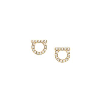 Ferragamo Stud Oorbellen met Gancini Logo - Dames - Oorbellen - Geel - ONE Size - Accessoires
