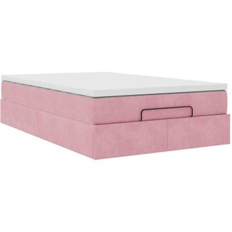 vidaXL Cama Otomana Con Colch&oacute;n Terciopelo Rosa 120x190 Cm Vidaxl