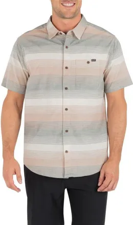 Hurley Lido Stripe Short Sleeve Button-Up Shirt in Great White at Nordstrom, Size X-Large