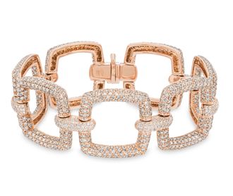 Bespoke 18kt Rose Gold Pave Diamond Chunky Link Bracelet