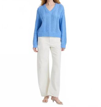 French Connection Ryland Knit Stripe Pullover Sweater In Blue Hydrangea