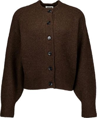 Zenggi Zenggi - Lamb Silk Round Neck Cardi - Dames - Truien - Bruin - Maat: S Zijde
