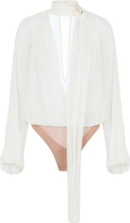 Elisabetta Franchi Cr&ecirc;ponne Body met Sjerp - Dames - Bodies - Wit - L - Tops