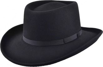 Maz Accessoires Maz Crushable Wool Felt Gambler Cowboy Hat - Black, Black, 57 cm