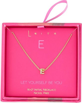 Leith Let Yourself Be You Bubble Initial Pendant Necklace in E- Gold at Nordstrom Rack