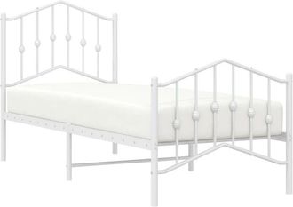 vidaXL Vidaxl - Estructura Cama Sin Colch&oacute;n Con Estribo Metal Blanco 75x190 Cm