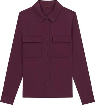 Guess Utility-Pocket Shirt - Dames - Overhemden - Paars - XL - Overhemden
