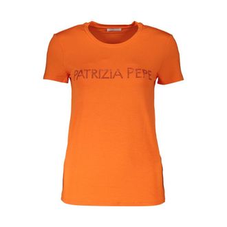 Patrizia Pepe Patrizia Pepe Womens Embellished Logo Tshirt - Orange Cotton - Size X-Small
