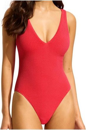 Seafolly Sea Dive Deep V Neck One Piece Badeanzug f&uuml;r Damen | rot