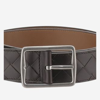 Bottega Veneta Mens Reverso Leather Belt Brown Calf Skin