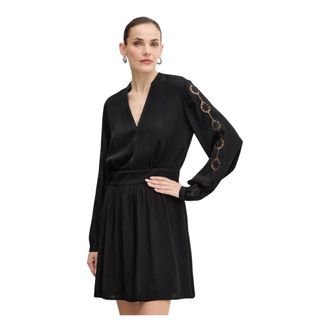 Twinset Vestido Corto de Crep&eacute; con Bordado - Dresses - Mujer - Negro - S