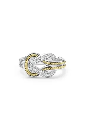 Lagos Newport Diamond Knot Ring in Silver/gold at Nordstrom, Size 7