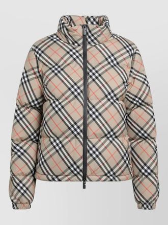 Burberry quilted jacket allover pattern high collar