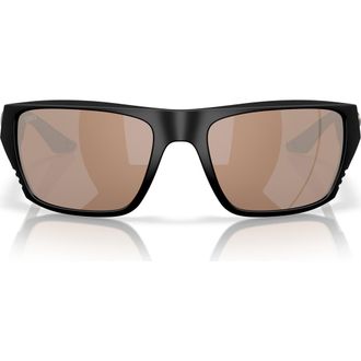 Costa 59mm Polarized Square Sunglasses in Black/Copper Silver at Nordstrom