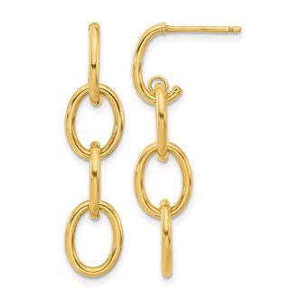 Diamond2Deal 14K Yellow Gold Triple Circle Link Drop Dangle Earrings