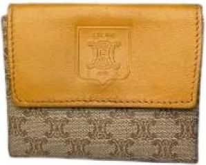 Celine Pre-owned Vintage Triomphe Leren Pouch - Dames - Vintage Accessoires - Geel - ONE Size - Leer - Vintage