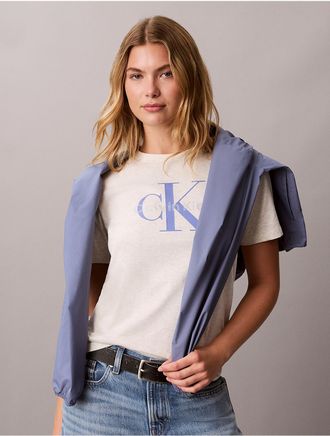 Calvin Klein Jeans Calvin Klein Womens Rhinestone Monologo Classic Tee - Grey - XL