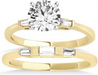 Allurez Tapered Baguette 3-Stone Diamond Bridal Set 14k Yellow Gold (0.30ct)
