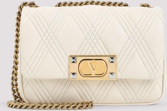 Valentino Garavani White Leather Quiltie 67 Shoulder Bag