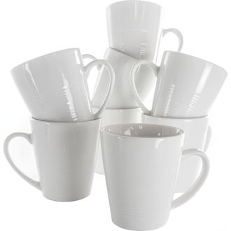 Elama Amie 8 Piece 12 Ounce Porcelain Mug Set in White at Nordstrom