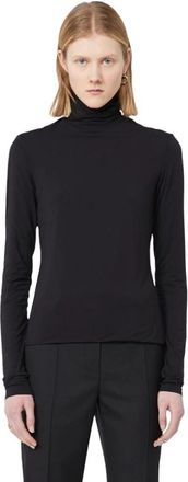 Sportmax Nauwsluitende Jersey Top - Dames - Coltruien - Zwart - M - Truien & Vesten