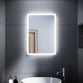 Sonni Espejo Ba&ntilde;o Con Luz 60x40 Cm Espejo Ba&ntilde;o Led Con Interruptor De Pared,montaje Vertical U Horizontal Blanco Fr&iacute;o Ip44 Bajo Consumo - Sonni