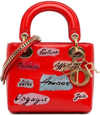 Dior 2016 Mini Sequin Embellished Lady Dior satchel - women - Calf Leather - One Size - Red