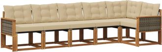 vidaXL Conjunto De Sof&aacute;s De Exterior 6 Uds. Natural Y Beige Vidaxl