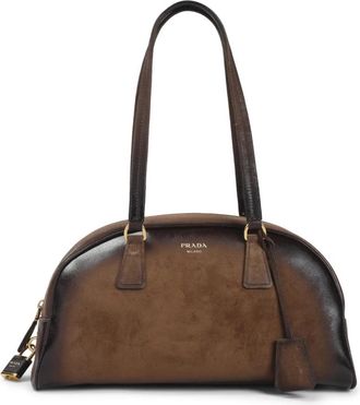 Prada Bowling Medium Suede Bag - Dames - Schoudertassen - Bruin - ONE Size - Leer - Tassen