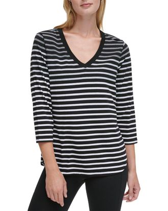DKNY Dkny V-Neck Striped Shirt