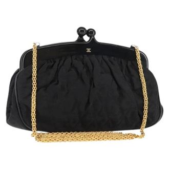 Chanel Pre-owned Clutches, female, Black, Size: ONE SIZE Pre-owned Vintage Satin Shoulder Bag