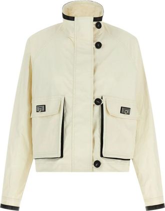 Ferragamo Tech Linen Jacket - Dames - Zomerjassen - Wit - XS - Linnen - Jassen