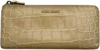 Miu Miu Pre-owned Vintage Portemonnee - Dames - Vintage Accessoires - Beige - ONE Size - Leer - Vintage