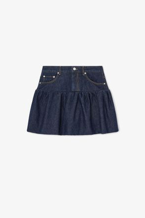 Ganni Navy Skirt in Rinse Denim - Size 10/12 Organic Cotton