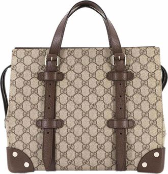 Gucci Beige Brown Gg Supreme Tote Bag (Pre-Owned)