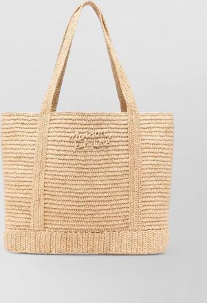 Maison Kitsun&eacute; rafia beach tote bag woven texture dual handles