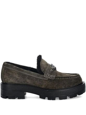 Guess Co 45mm logo-plaque loafers - women - Rubber/Polyester/Polyester/Suede - 40 - Grey