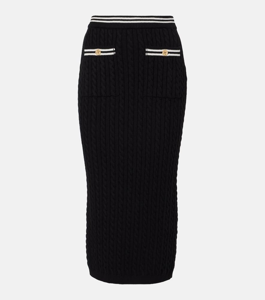 Alessandra Rich Ribbed Stretch Wool And Cashmere Midi Skirt